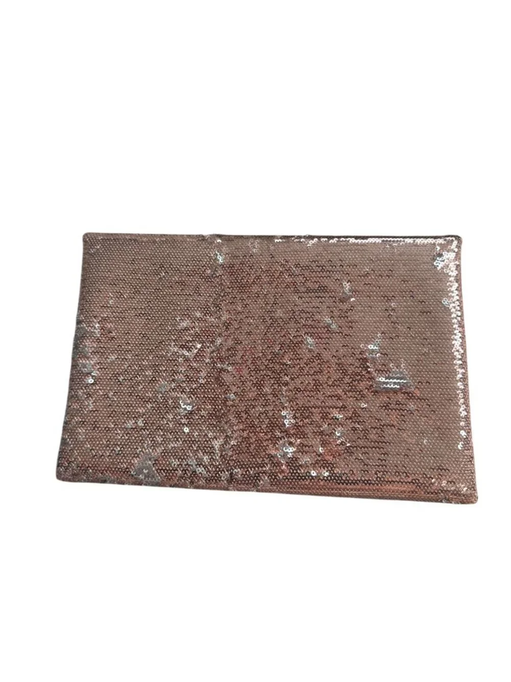 BCBGMAXAZRIA Rose Gold Silver Reversible Sequin Clutch Handbag